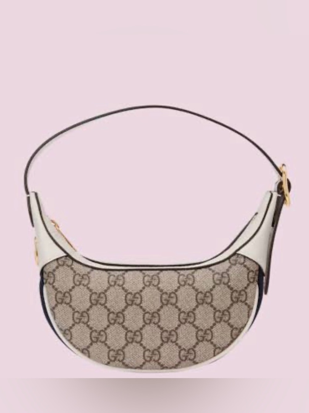 Gucci Beige GG Canvas and Off-White Leather Shoulder Bag